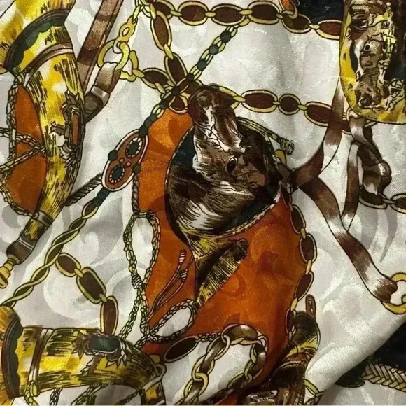 Vintage Horse Jacket White Multicolor Notations Size Medium Statement Equestrian - Picture 4 of 7